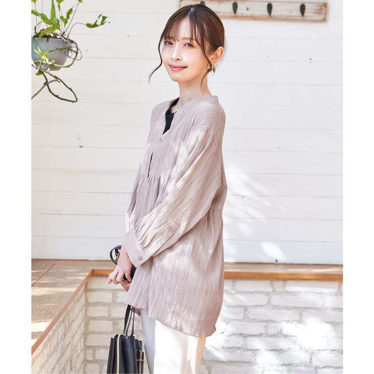 冷感楊柳バンドカラーシャツ | ikka  | 詳細画像2 