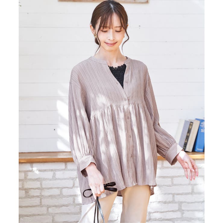 冷感楊柳バンドカラーシャツ | ikka  | 詳細画像3 