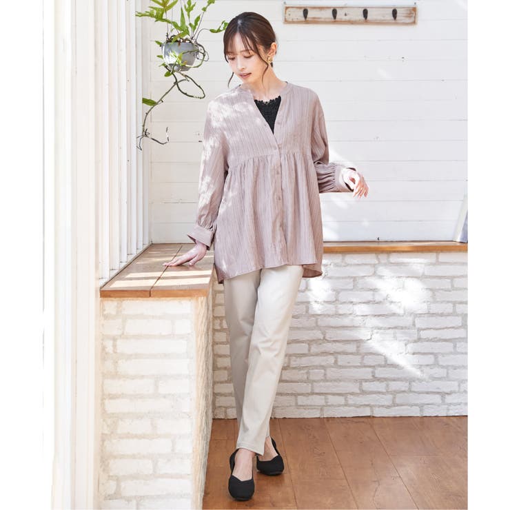 冷感楊柳バンドカラーシャツ | ikka  | 詳細画像5 