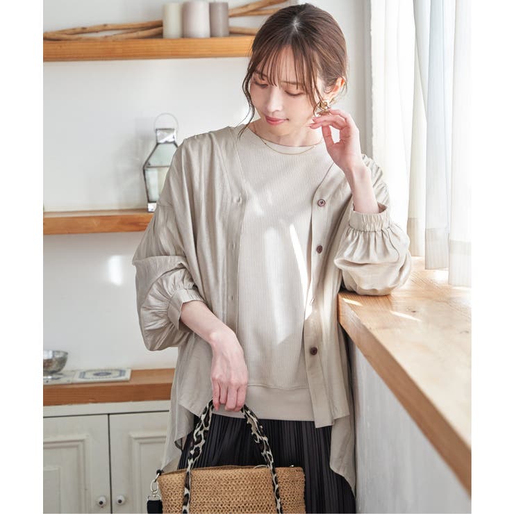 V襟シャーディガン | ikka  | 詳細画像6 