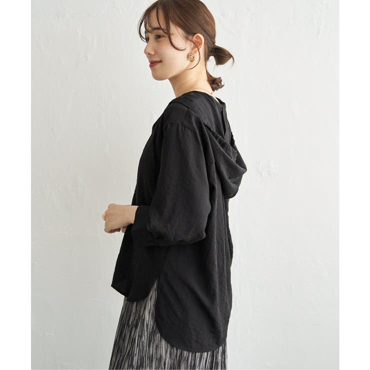 【接触冷感／UVカット】シアー7分袖フードシャツ | ikka  | 詳細画像9 