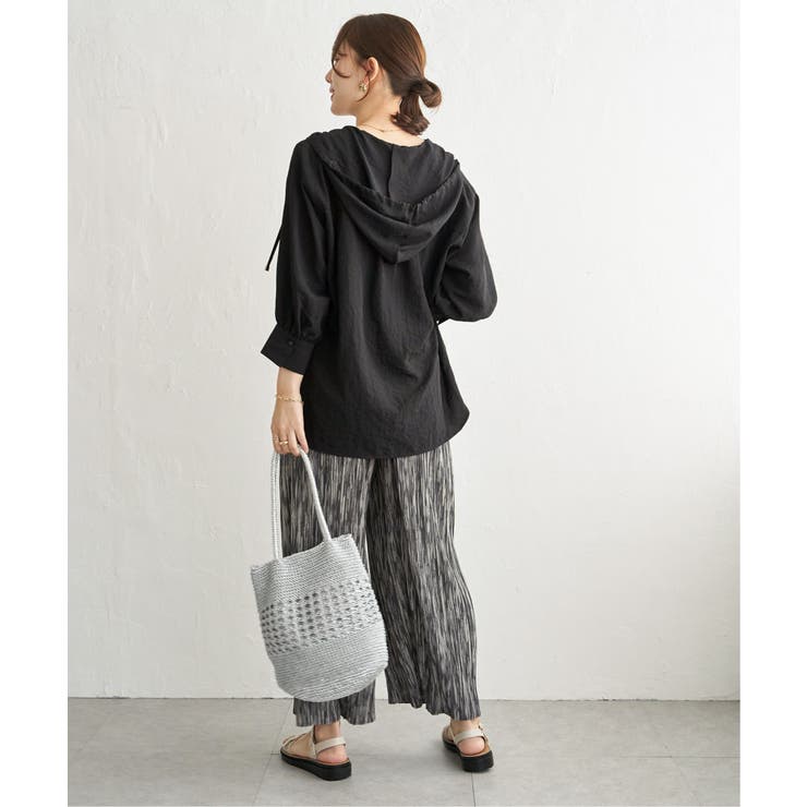 【接触冷感／UVカット】シアー7分袖フードシャツ | ikka  | 詳細画像11 