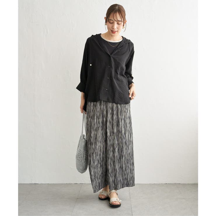 【接触冷感／UVカット】シアー7分袖フードシャツ | ikka  | 詳細画像12 