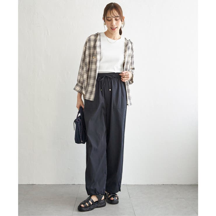 【接触冷感／UVカット】シアー7分袖フードシャツ | ikka  | 詳細画像15 