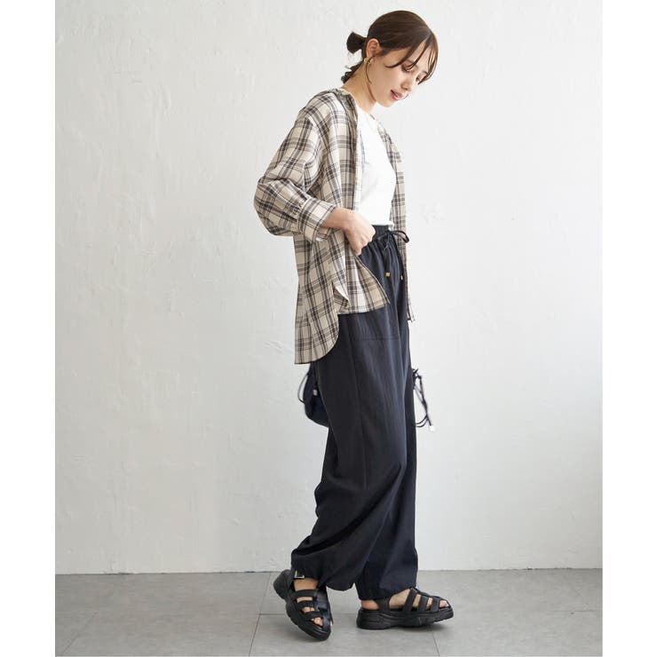 【接触冷感／UVカット】シアー7分袖フードシャツ | ikka  | 詳細画像16 