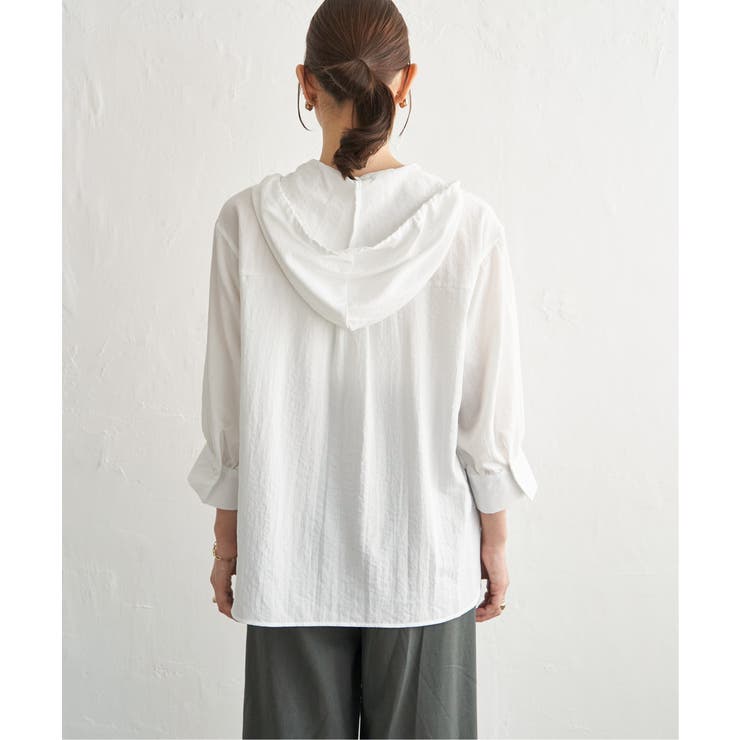 【接触冷感／UVカット】シアー7分袖フードシャツ | ikka  | 詳細画像18 