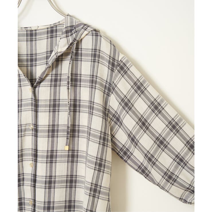 【接触冷感／UVカット】シアー7分袖フードシャツ | ikka  | 詳細画像20 