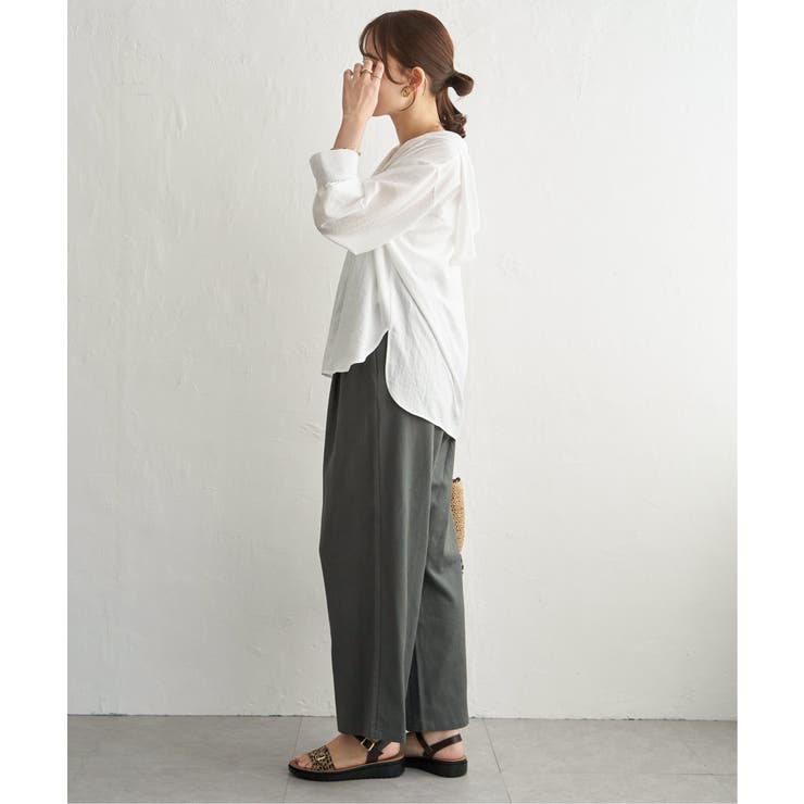 【接触冷感／UVカット】シアー7分袖フードシャツ | ikka  | 詳細画像6 