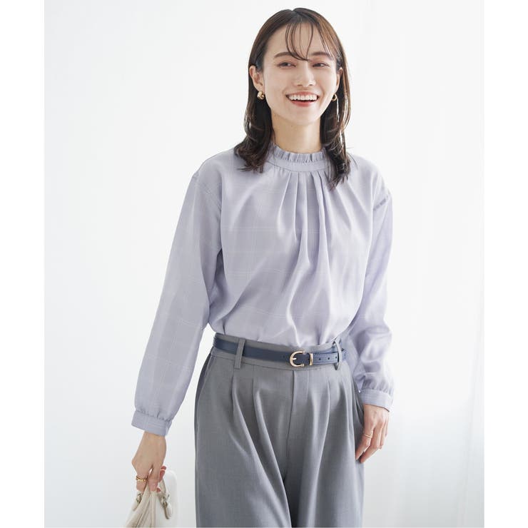 サックスブルー | 襟フリル2WAYブラウス | ikka 