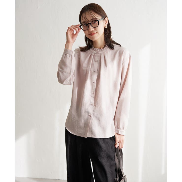 グレージュ | 襟フリル2WAYブラウス | ikka 