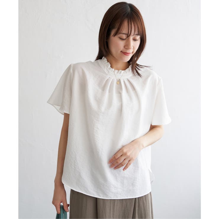 襟フリル2WAY半袖ブラウス | ikka  | 詳細画像9 