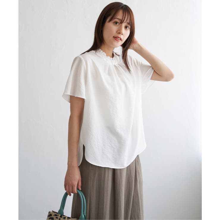 襟フリル2WAY半袖ブラウス | ikka  | 詳細画像10 