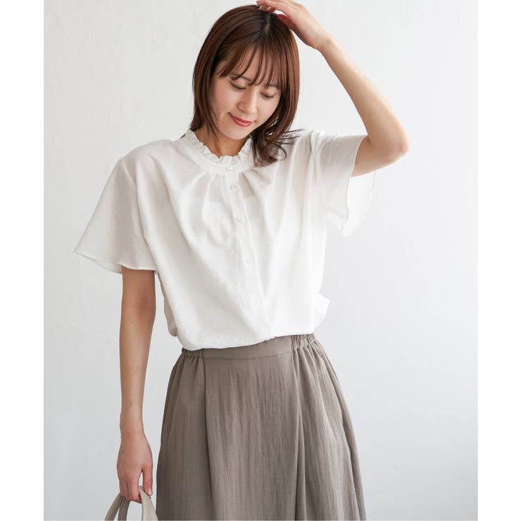襟フリル2WAY半袖ブラウス | ikka  | 詳細画像13 