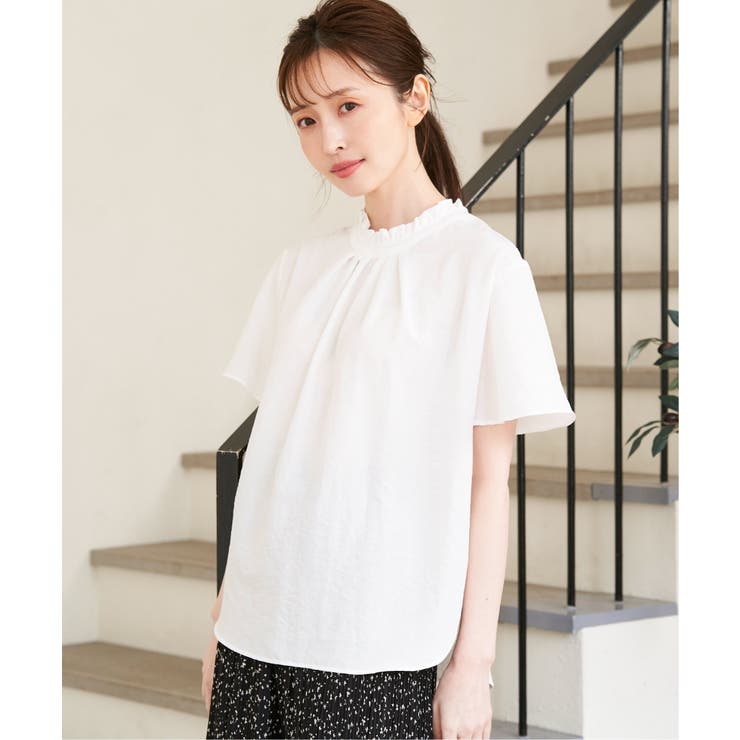 襟フリル2WAY半袖ブラウス | ikka  | 詳細画像2 