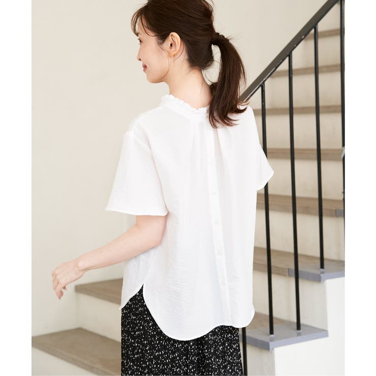 襟フリル2WAY半袖ブラウス | ikka  | 詳細画像4 