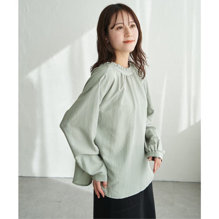 ライトグリーン | 襟フリルリボン2WAYブラウス | ikka 