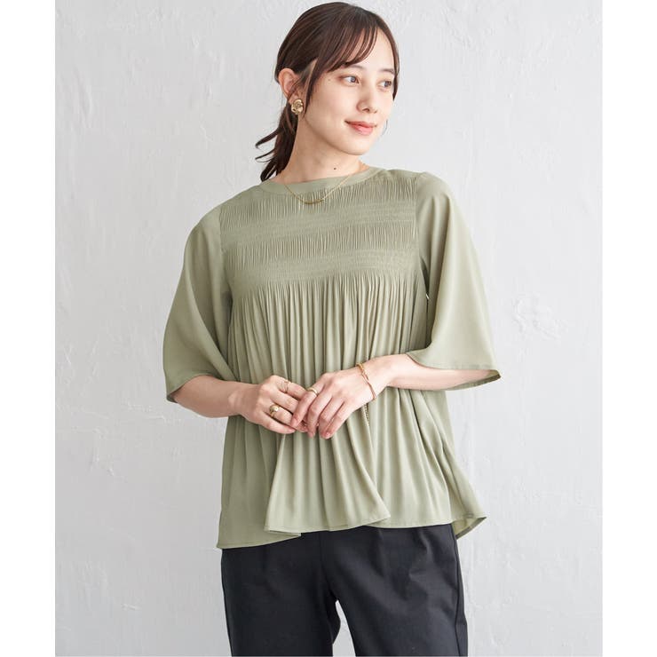 ライトグリーン | マジョリカ3段プリーツブラウス | ikka 