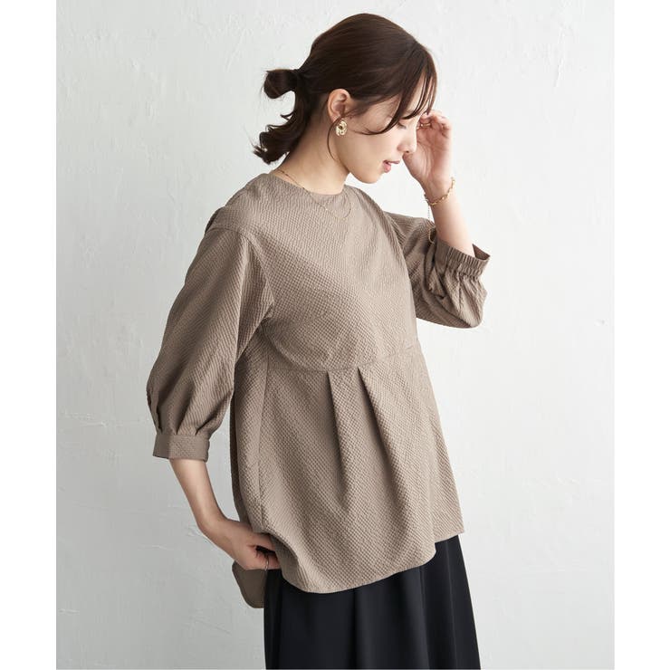 ブラウン | サッカーペプラムブラウス | ikka 