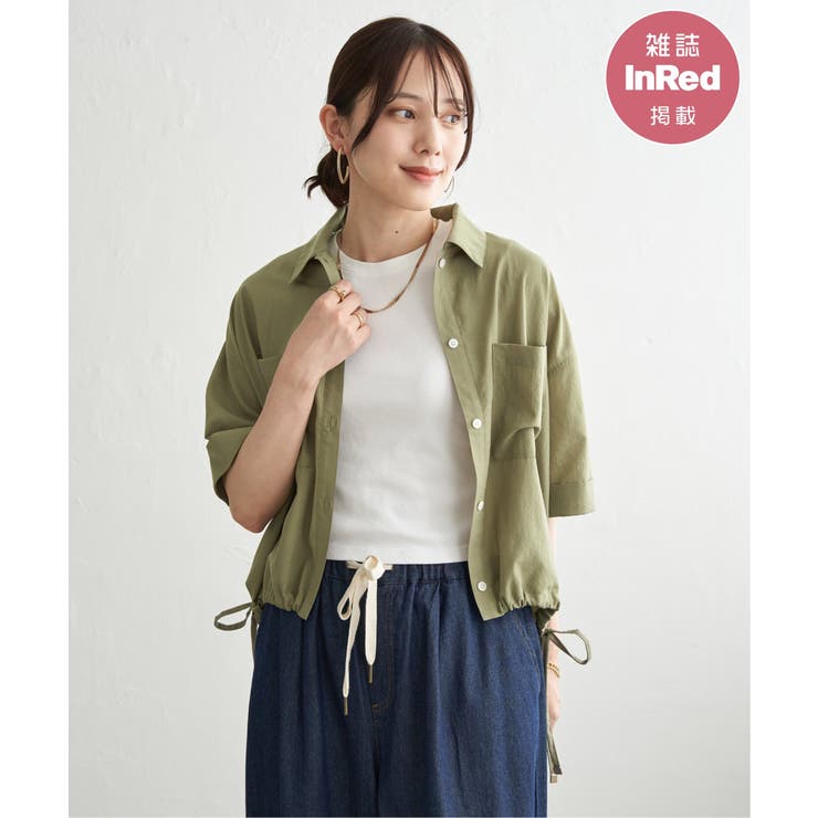 オリーブ | 【雑誌InRed6月号掲載】冷感／デニム裾ドロストシャツ | ikka 