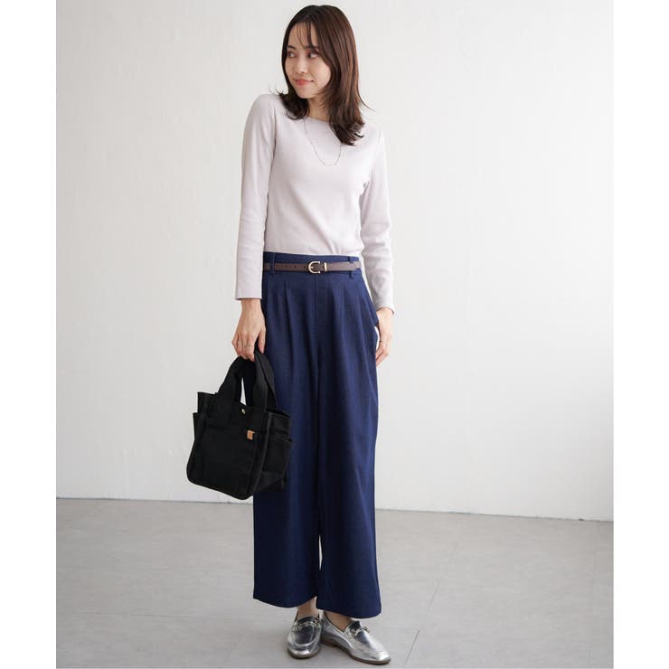 ブラック ワイドパンツ フロントタック AZUL BY MOUSSY | フロントタックイージーワイドパンツ (パンツ