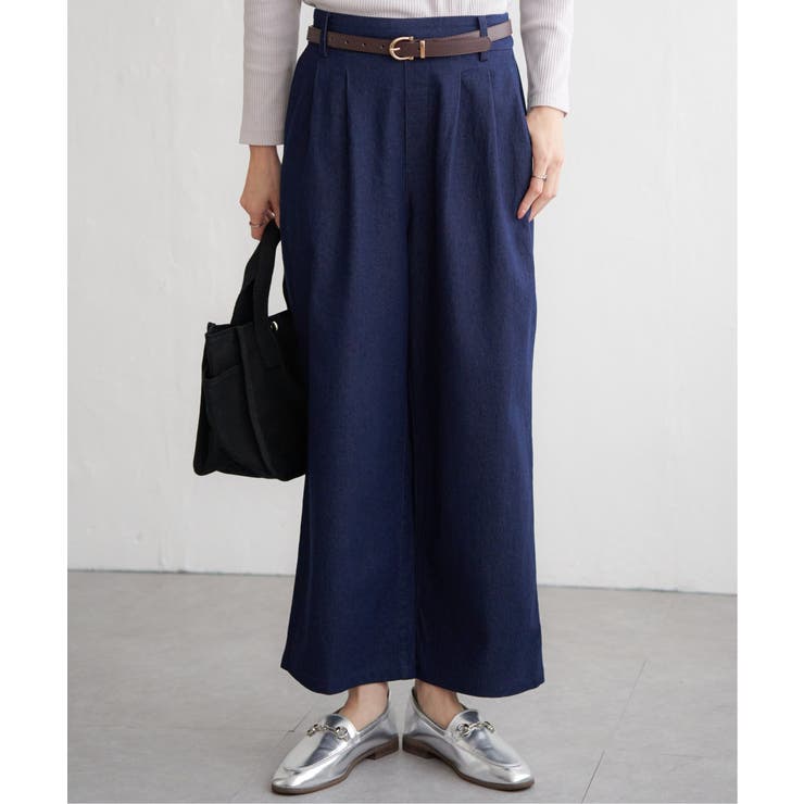 ブラック ワイドパンツ フロントタック AZUL BY MOUSSY | フロントタックイージーワイドパンツ (パンツ
