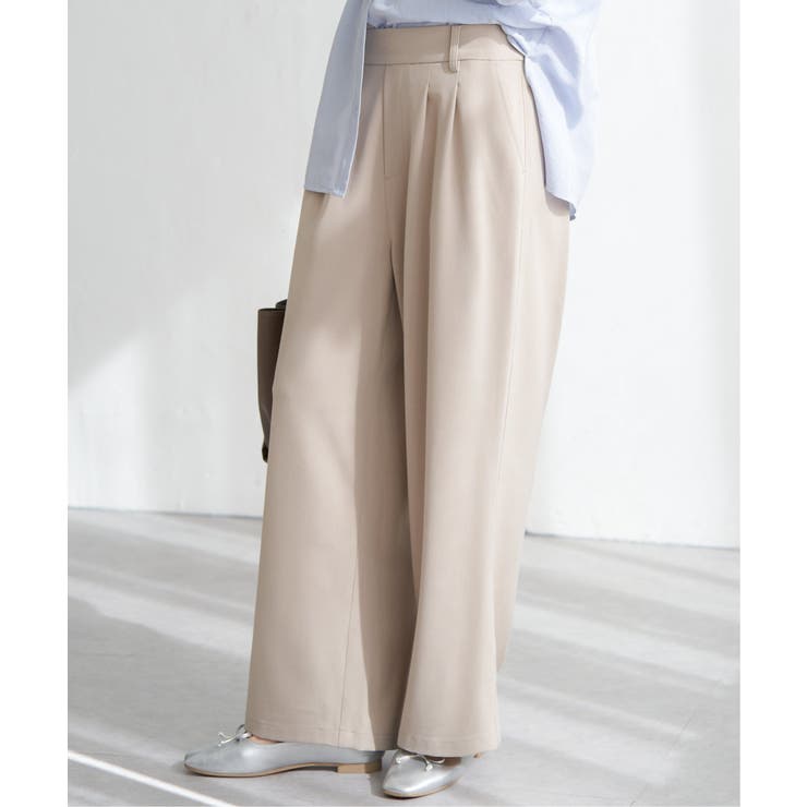 ベージュ | フロントタックワイドパンツ | ikka 