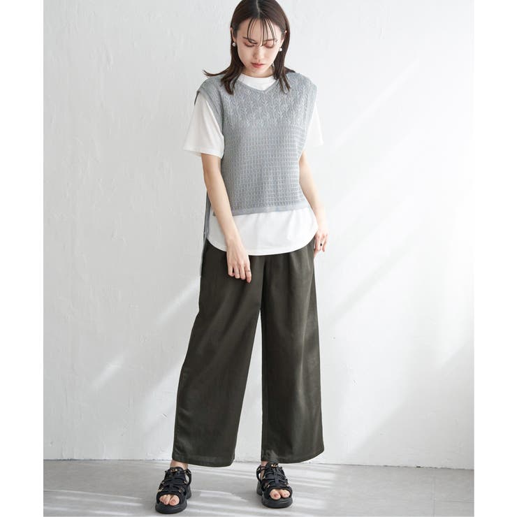 麻混ベルト付きイージーパンツ | ikka  | 詳細画像16 