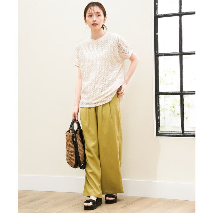 麻混ベルト付きイージーパンツ | ikka  | 詳細画像19 