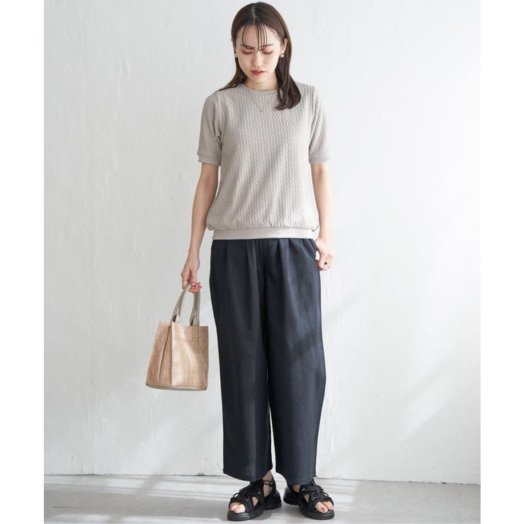 麻混ベルト付きイージーパンツ | ikka  | 詳細画像28 