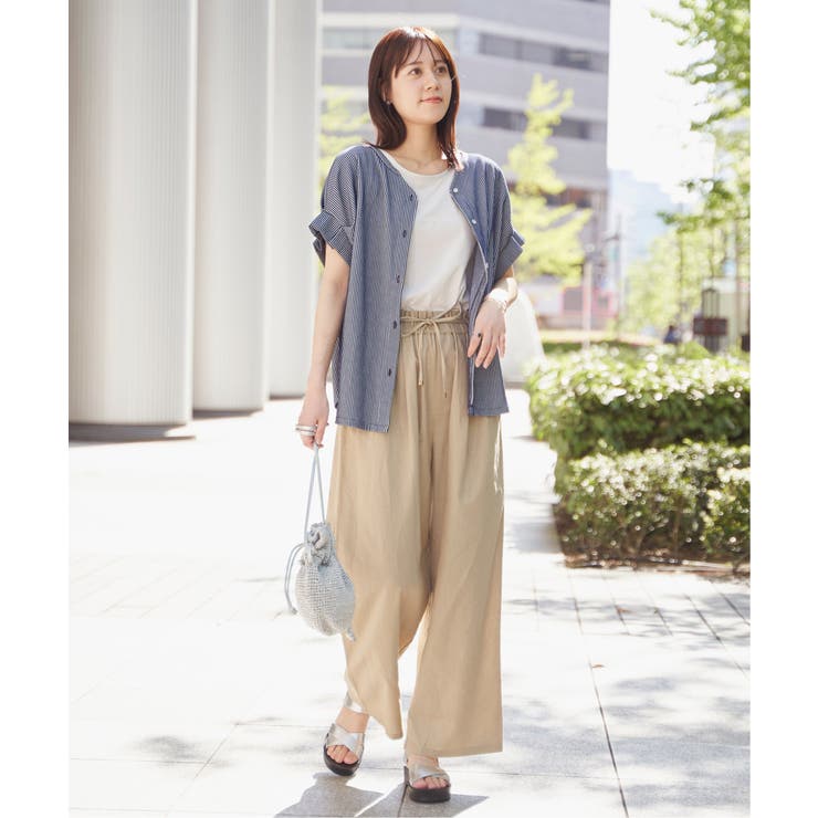 麻混ベルト付きイージーパンツ | ikka  | 詳細画像5 