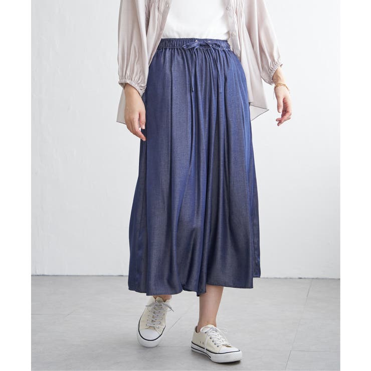 ネイビーブルー | ビンテージツイルタックスカーチョ | ikka 