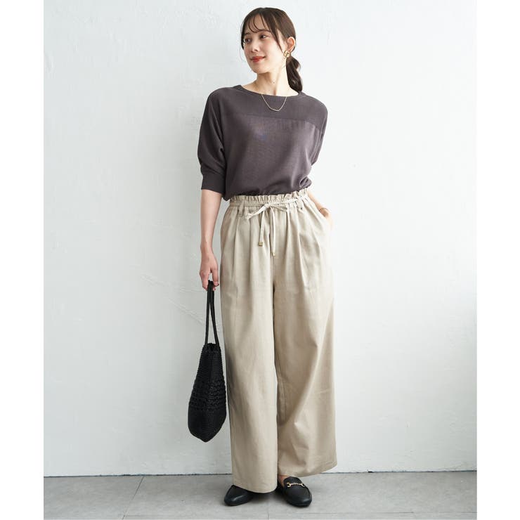 麻混ベルト付きイージーパンツ | ikka  | 詳細画像9 
