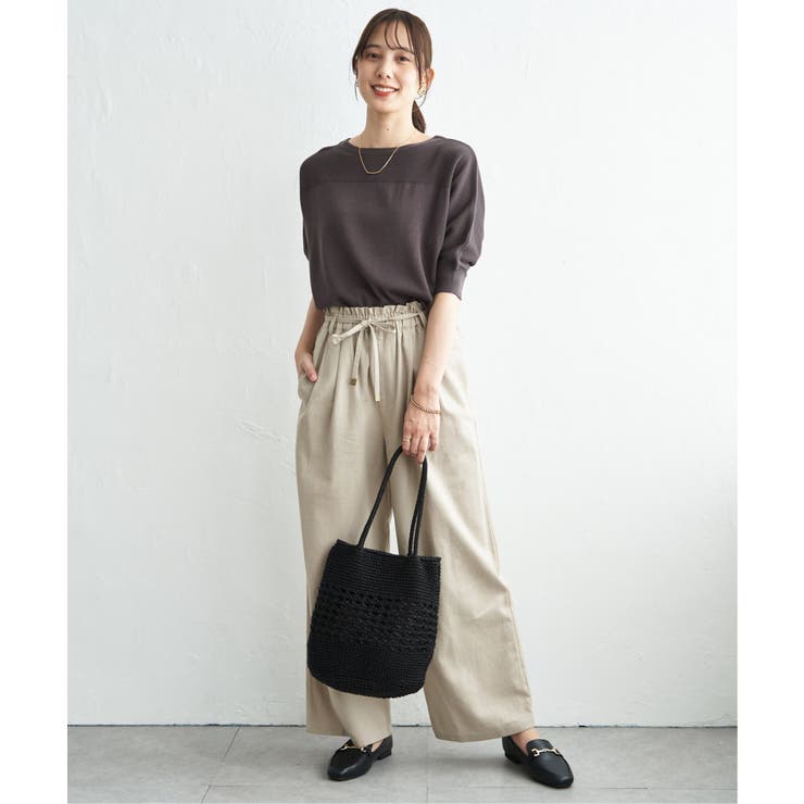 麻混ベルト付きイージーパンツ | ikka  | 詳細画像10 