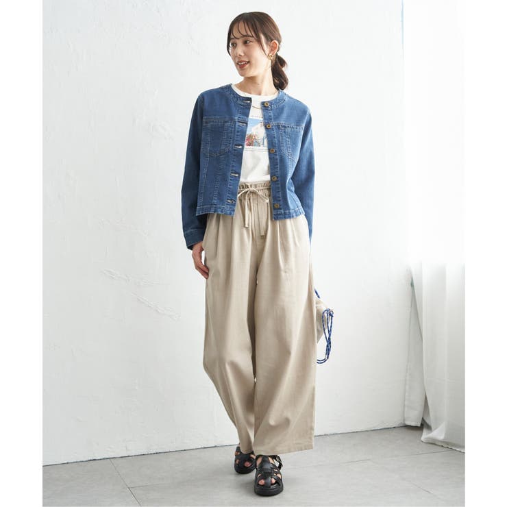 麻混ベルト付きイージーパンツ | ikka  | 詳細画像14 