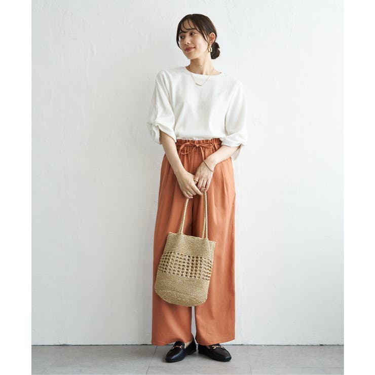 麻混ベルト付きイージーパンツ | ikka  | 詳細画像24 