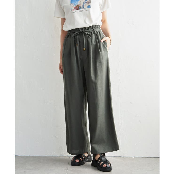 麻混ベルト付きイージーパンツ | ikka  | 詳細画像25 