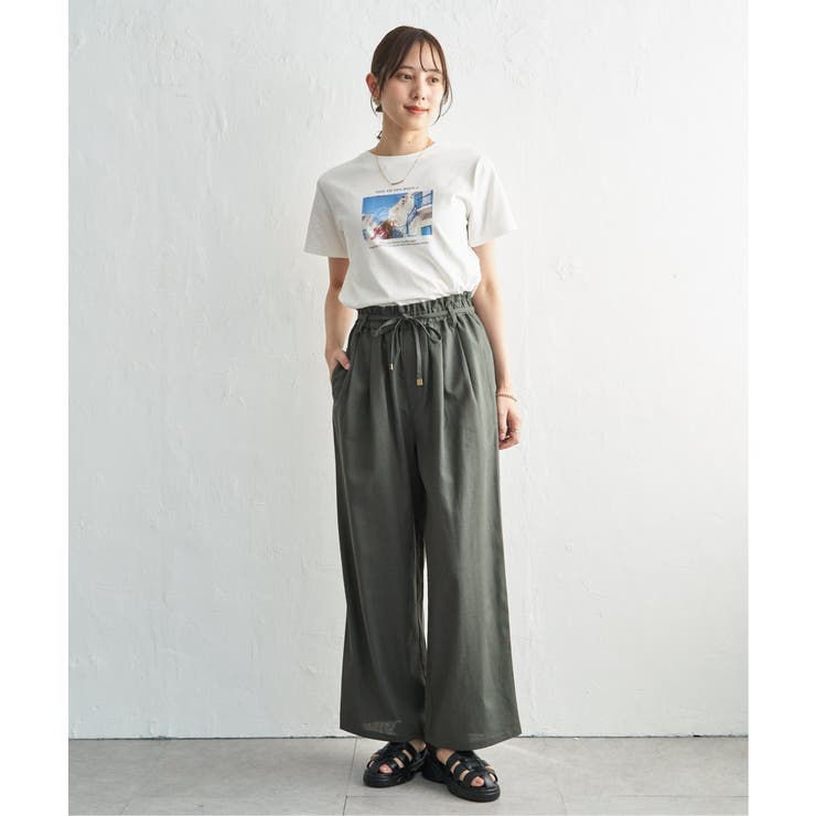 麻混ベルト付きイージーパンツ | ikka  | 詳細画像27 
