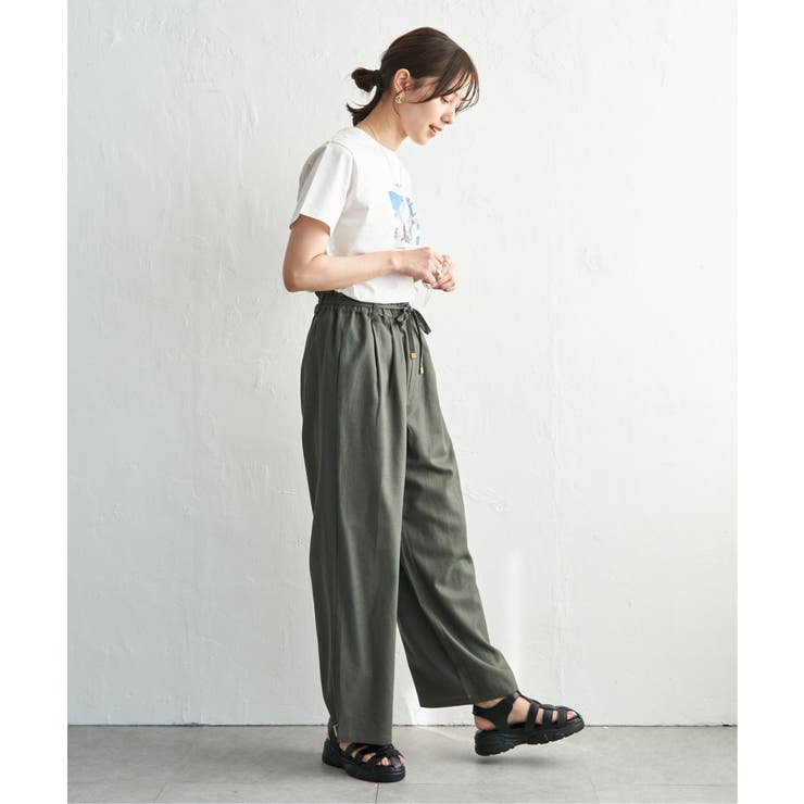 麻混ベルト付きイージーパンツ | ikka  | 詳細画像28 