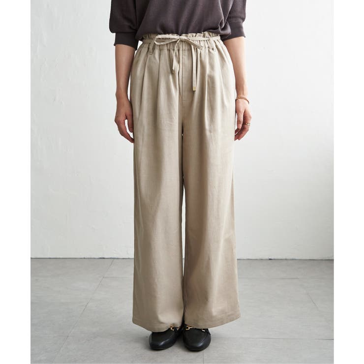 麻混ベルト付きイージーパンツ | ikka  | 詳細画像34 