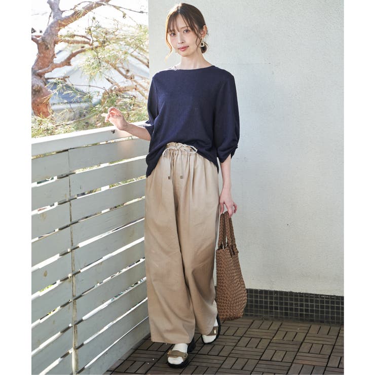 麻混ベルト付きイージーパンツ | ikka  | 詳細画像2 