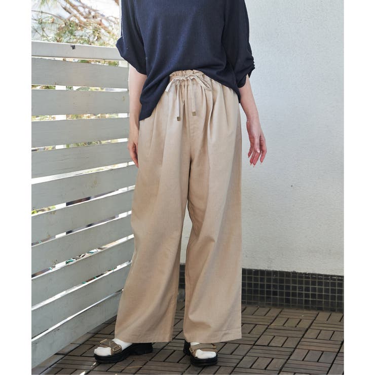 麻混ベルト付きイージーパンツ | ikka  | 詳細画像5 