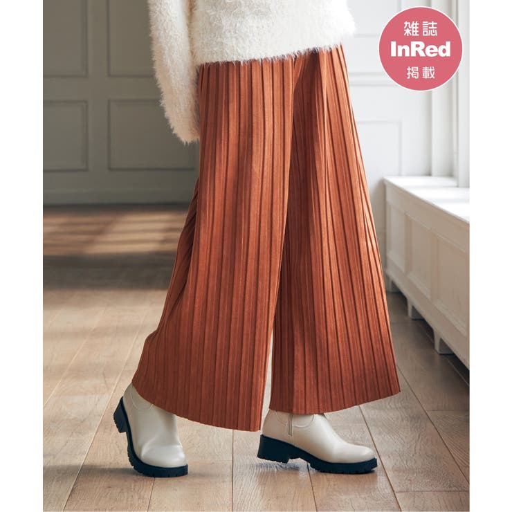 オレンジ | 【雑誌InRed12月号掲載】スエードライクプリーツワイドパンツ【親子コーデ】 | ikka 