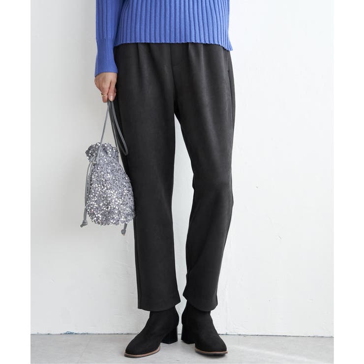 ブラック | GOKU楽フェイクスエードテーパードパンツ | ikka 