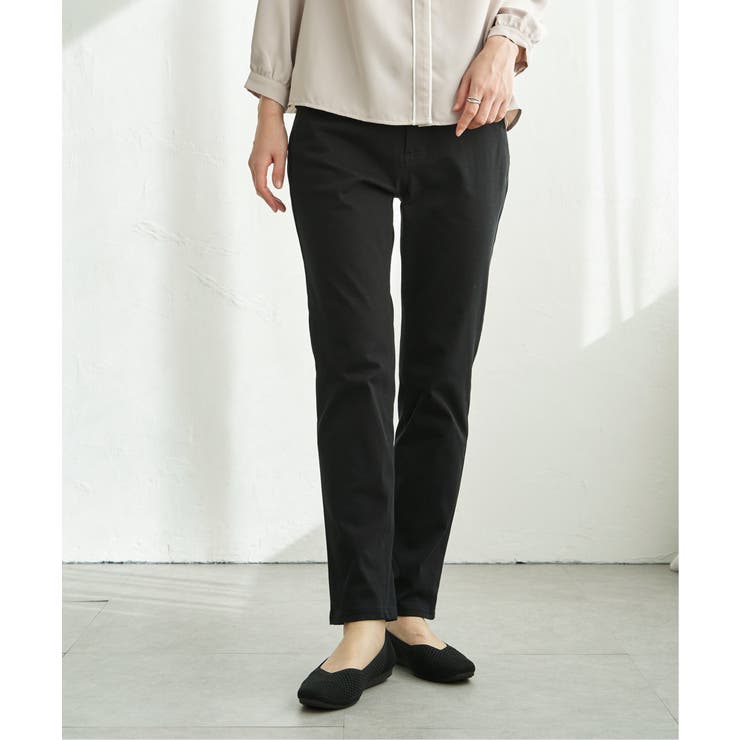 ブラック | GOKU楽パンツ スリムストレート | ikka 