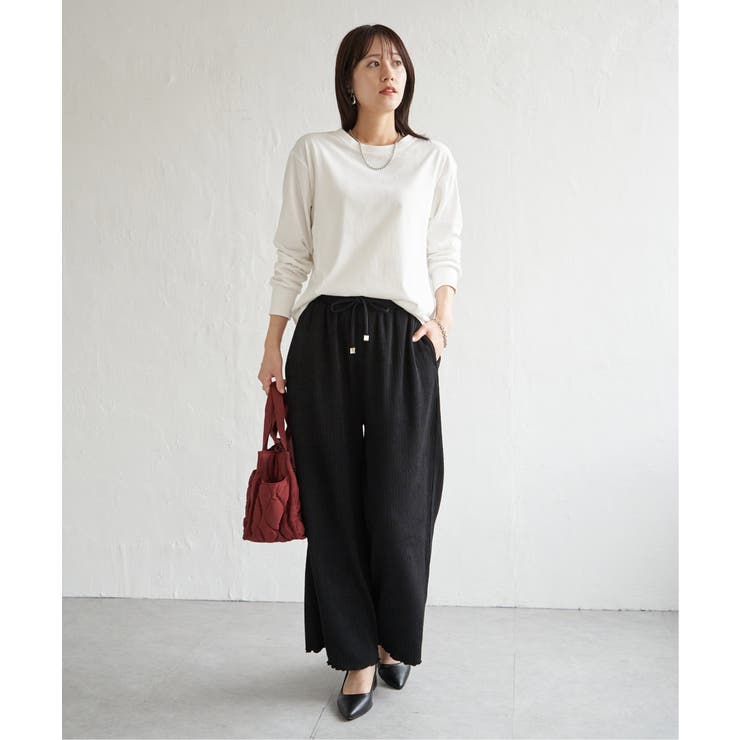 ジャガードプリーツワイドパンツ | ikka  | 詳細画像19 