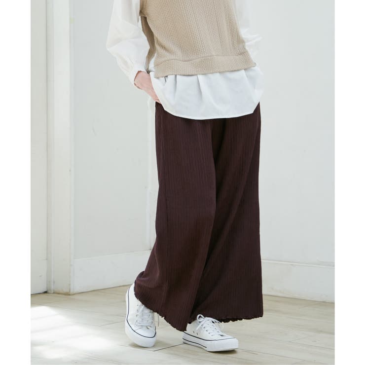 ジャガードプリーツワイドパンツ | ikka  | 詳細画像1 