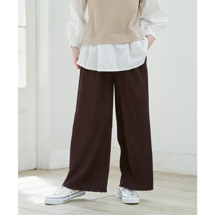 ジャガードプリーツワイドパンツ | ikka  | 詳細画像3 