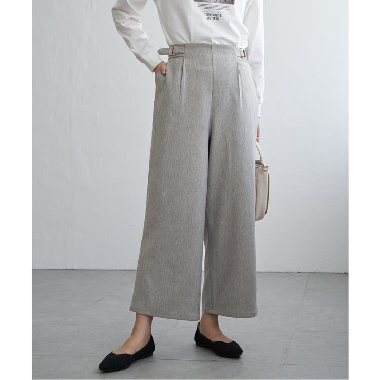 ブラウン | ツイルサイドベルトワイドパンツ | ikka 