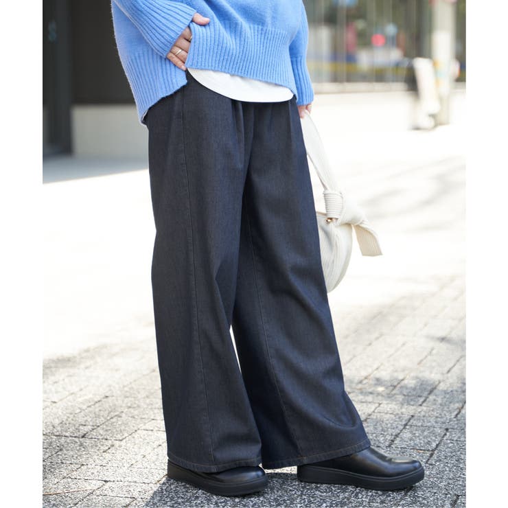 ネイビーブルー | あたたかボンディングワイドパンツ | ikka