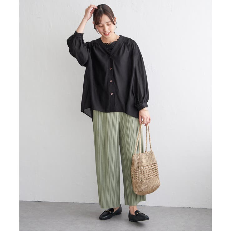 カットプリーツワイドパンツ【親子コーデ】 | ikka  | 詳細画像12 